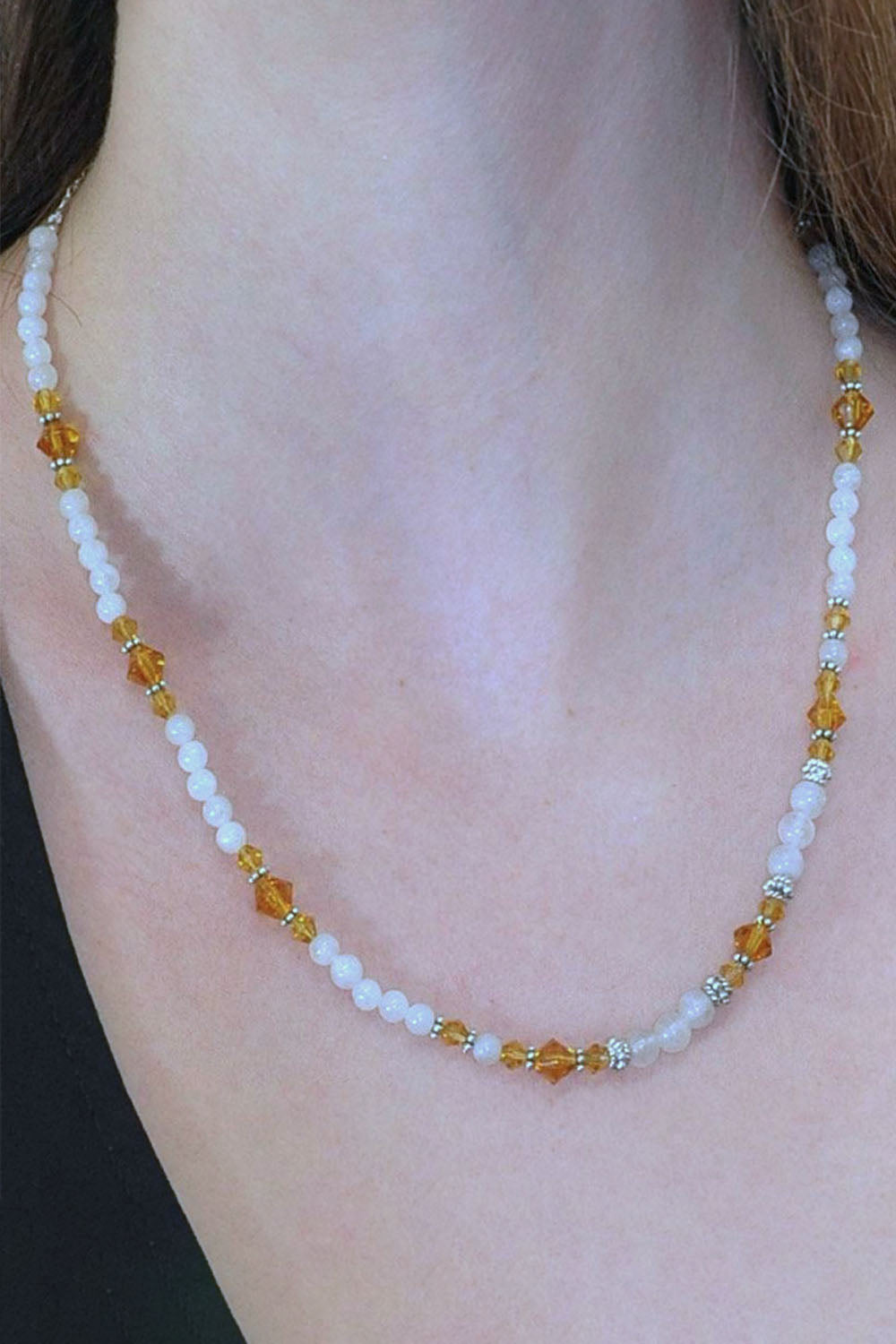 Sivalya Radiance Moonstone and Amber Crystals Necklace