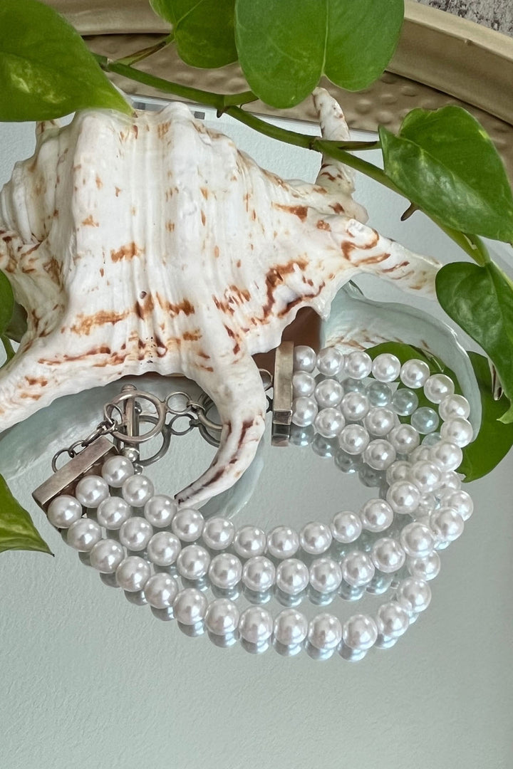 Sivalya Three-Layer Freshwater Pearl Bracelet in Sterling Silver