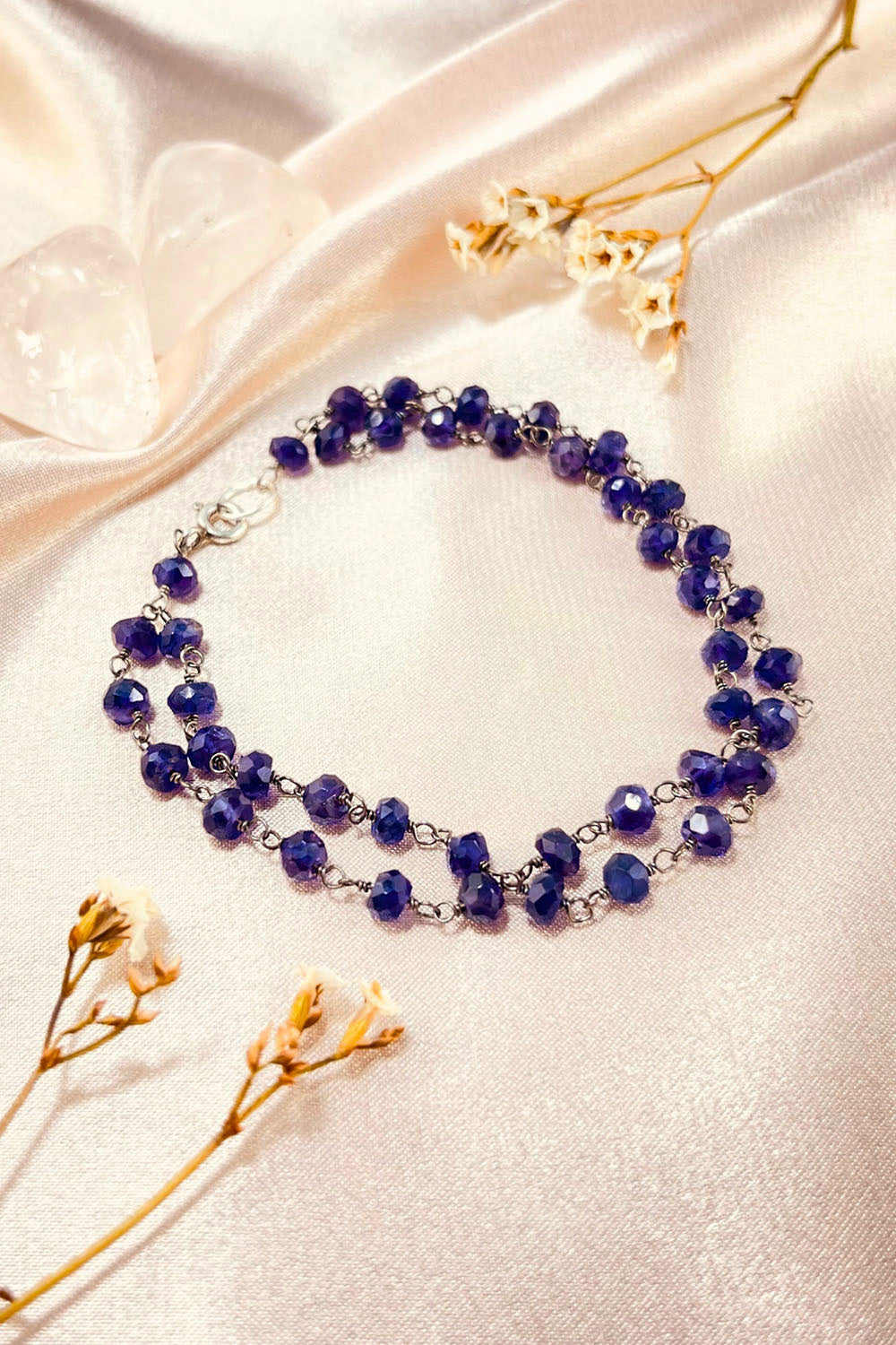 Sivalya Amethyst Beaded Link Chain Bracelet