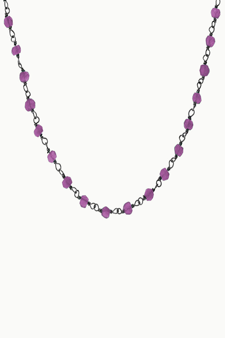 Sivalya Amethyst Beaded Link Chain Necklace