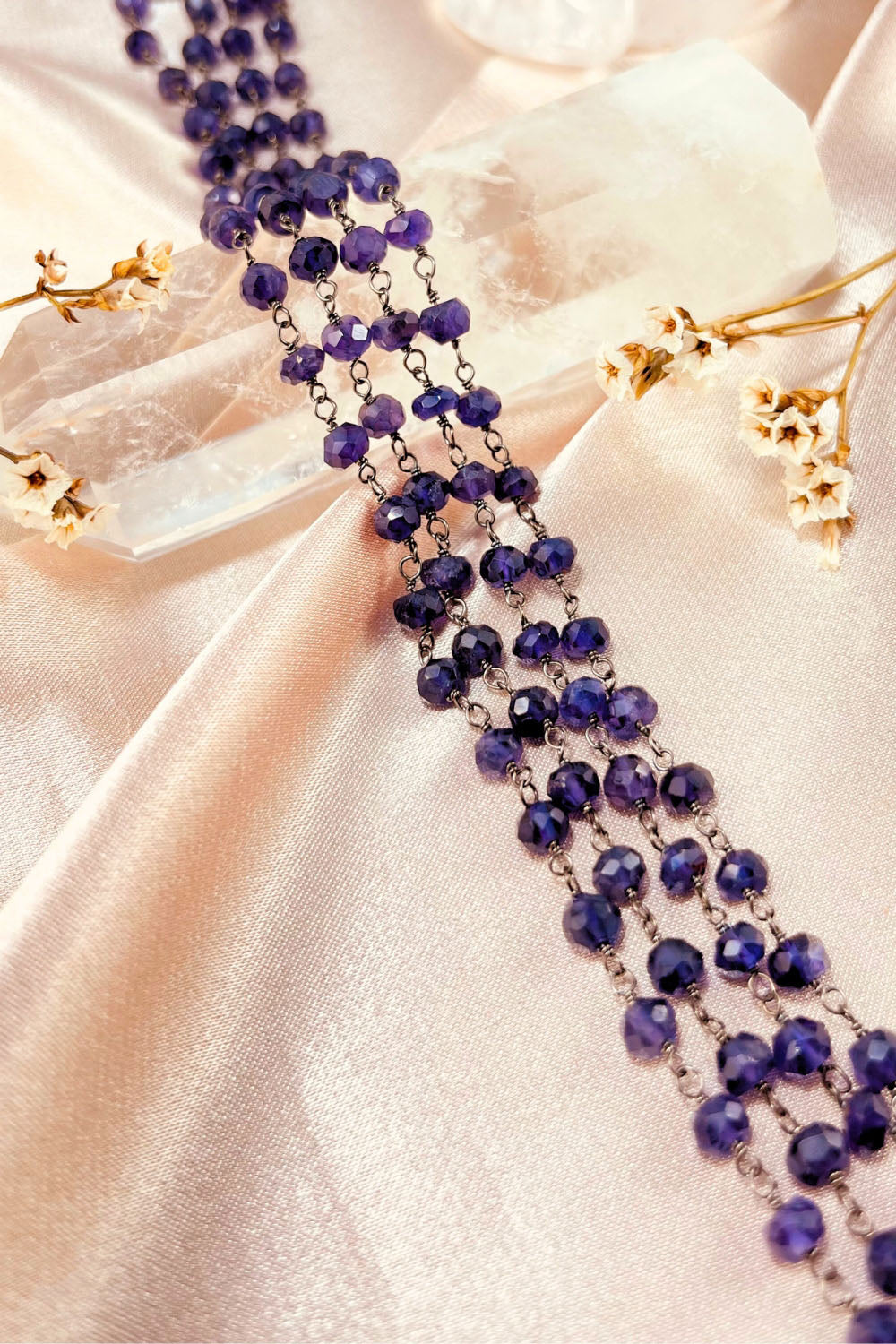 Sivalya Amethyst Beaded Link Chain Necklace