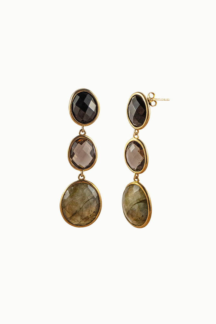 Sivalya Black Onyx Labradorite Necklace and Earrings Set - Paris