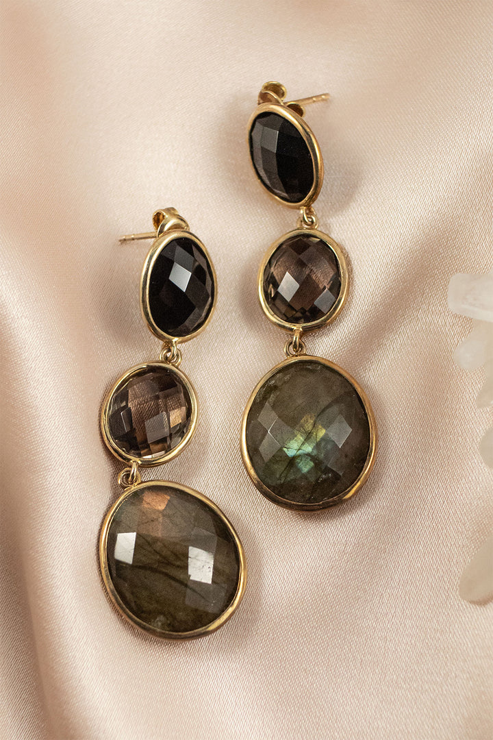 Sivalya Black Onyx Labradorite Necklace and Earrings Set - Paris