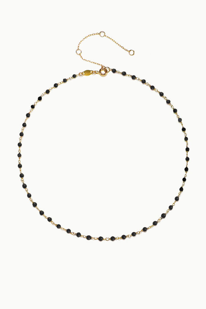 Sivalya Black Spinel Beaded Link Chain Necklace