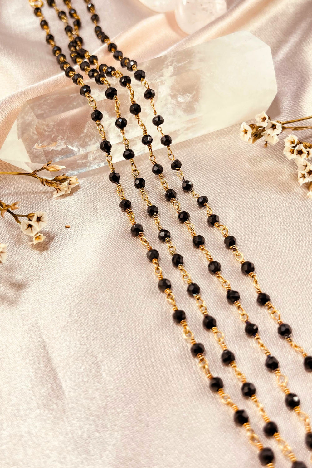 Sivalya Black Spinel Beaded Link Chain Necklace