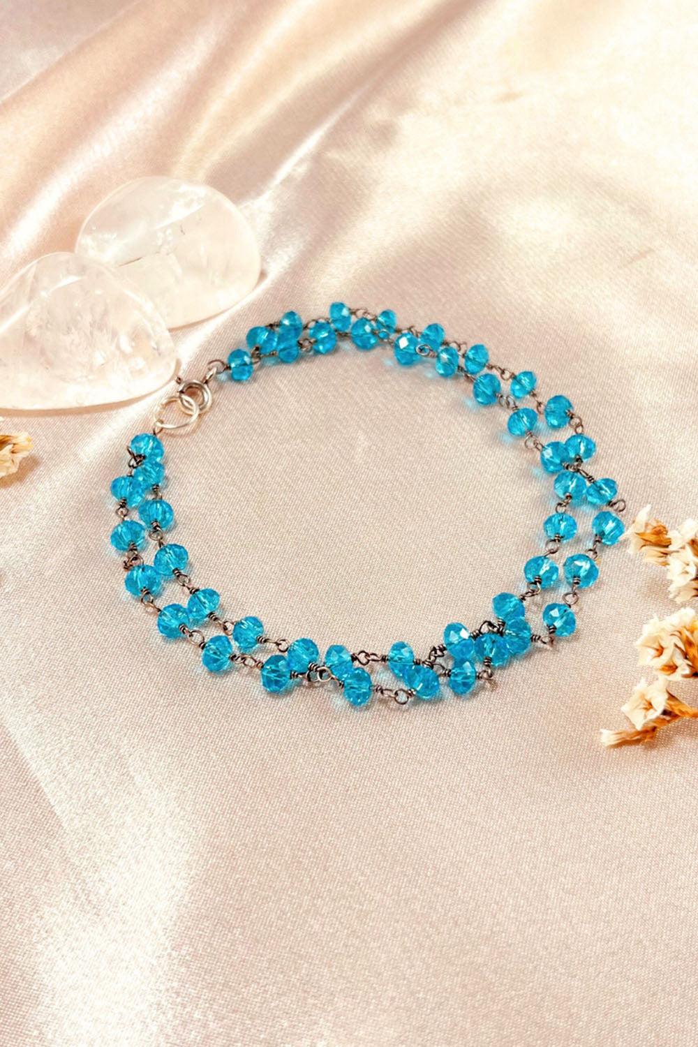 Sivalya Blue Topaz Beaded Link Chain Bracelet