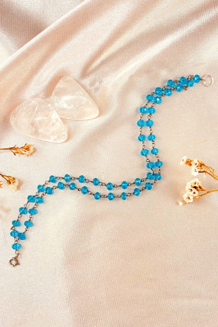 Sivalya Blue Topaz Beaded Link Chain Bracelet