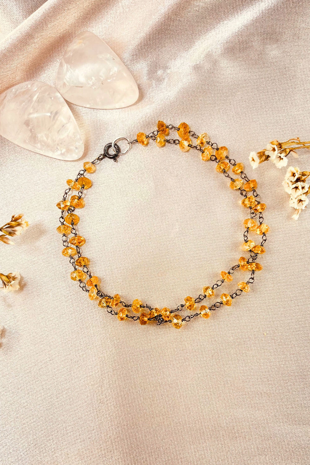 Sivalya Citrine Beaded Link Chain Bracelet