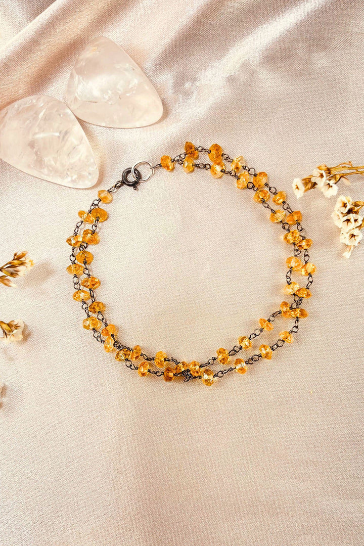 Sivalya Citrine Beaded Link Chain Bracelet