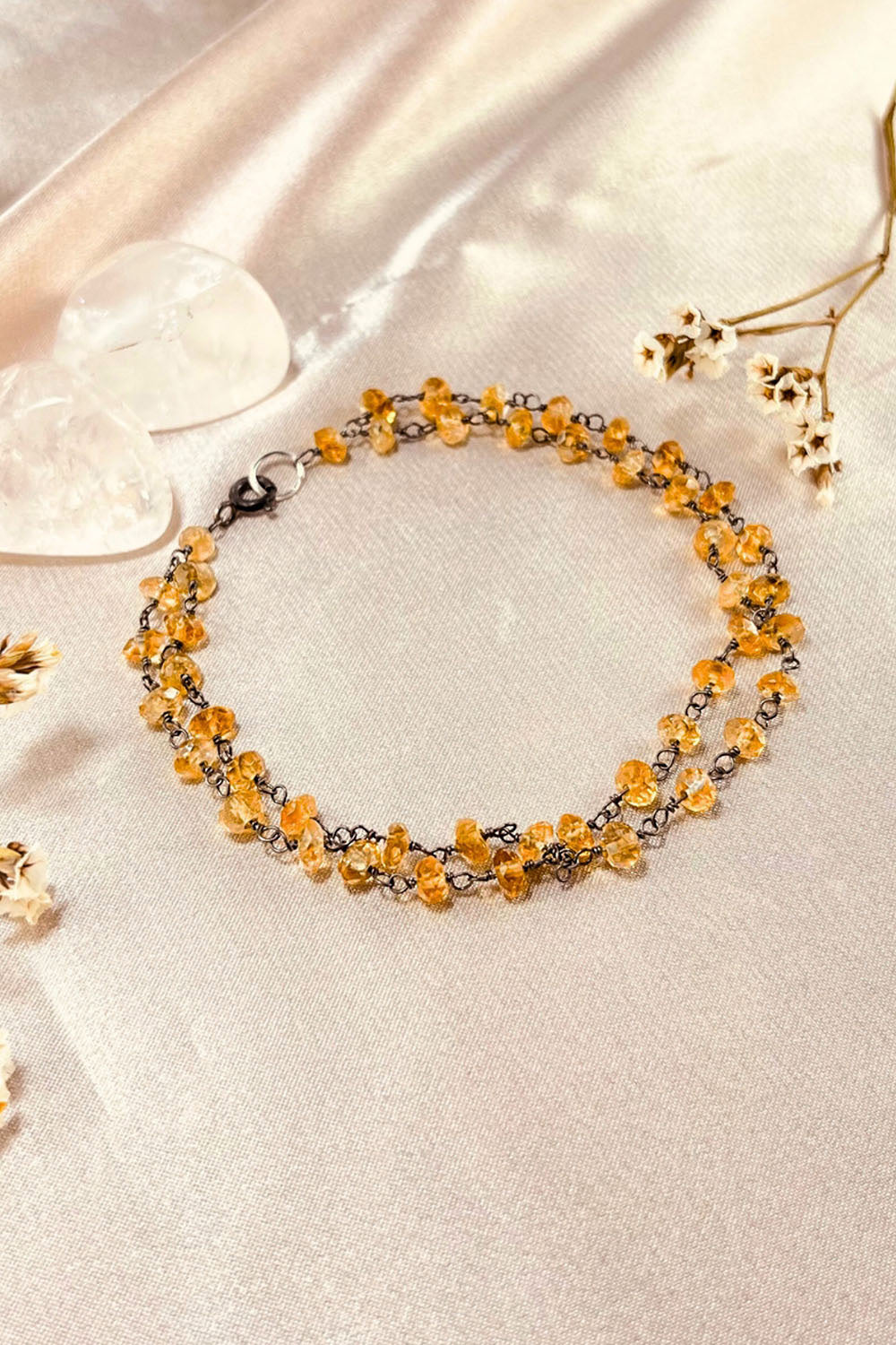 Sivalya Citrine Beaded Link Chain Bracelet