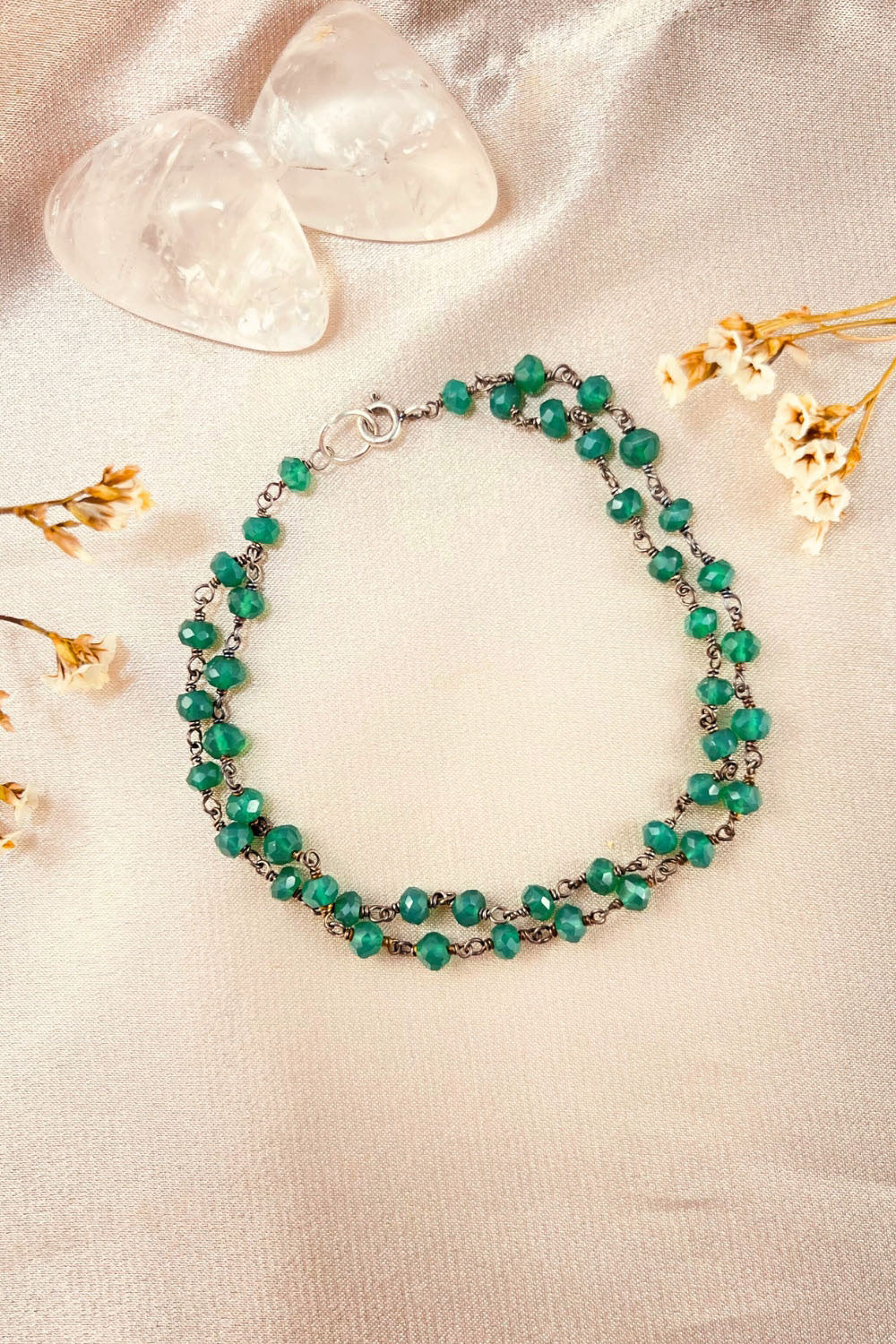 Sivalya Green Onyx Beaded Link Chain Bracelet