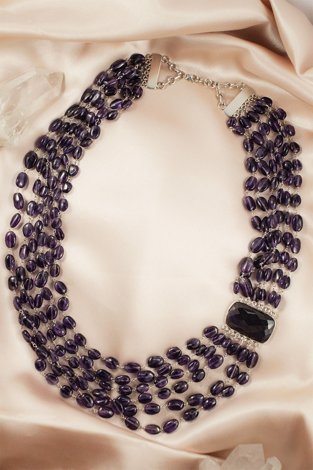 Sivalya Amethyst Multi Strand Layered Statement Necklace