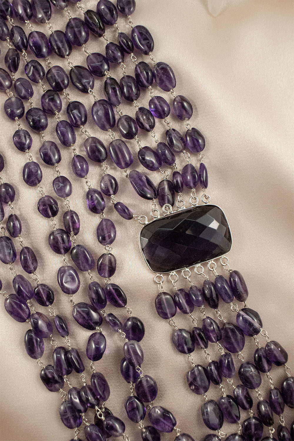 Sivalya Amethyst Multi Strand Layered Statement Necklace