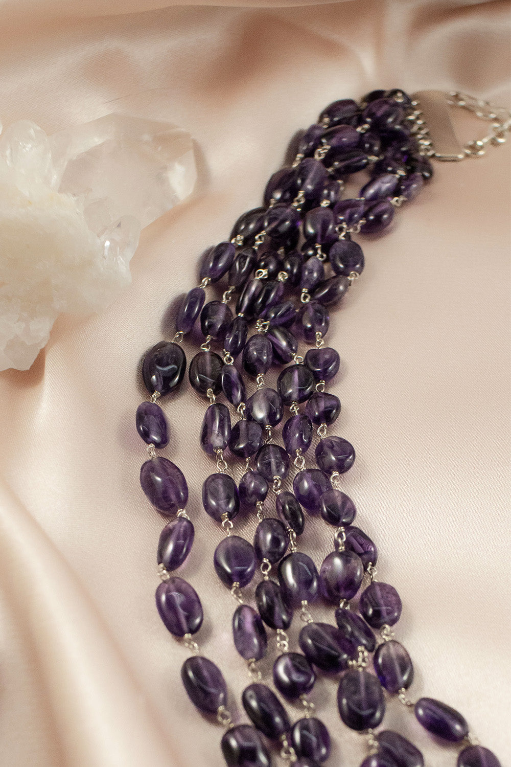 Sivalya Amethyst Multi Strand Layered Statement Necklace