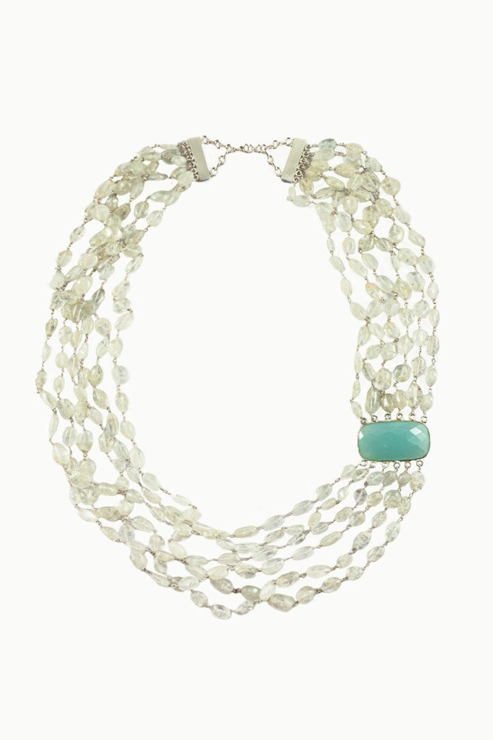 Sivalya Prasiolite Multi Strand Layered Statement Necklace