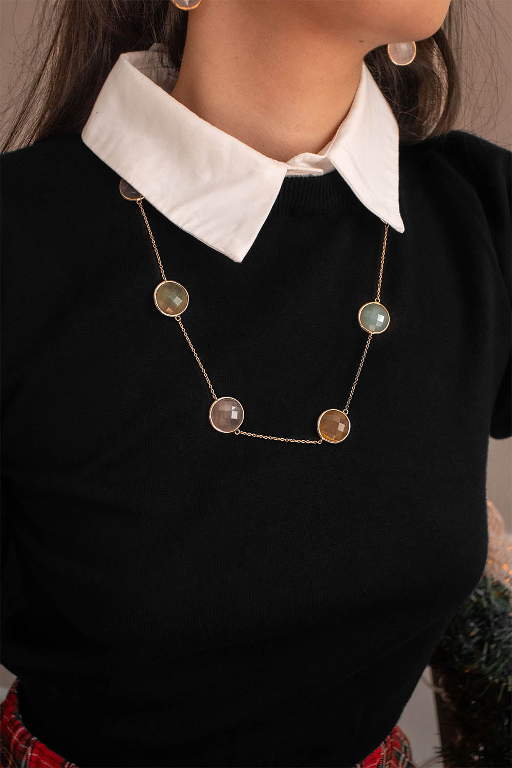 Sivalya Multi Gemstone Necklace and Earrings Set -Vienna