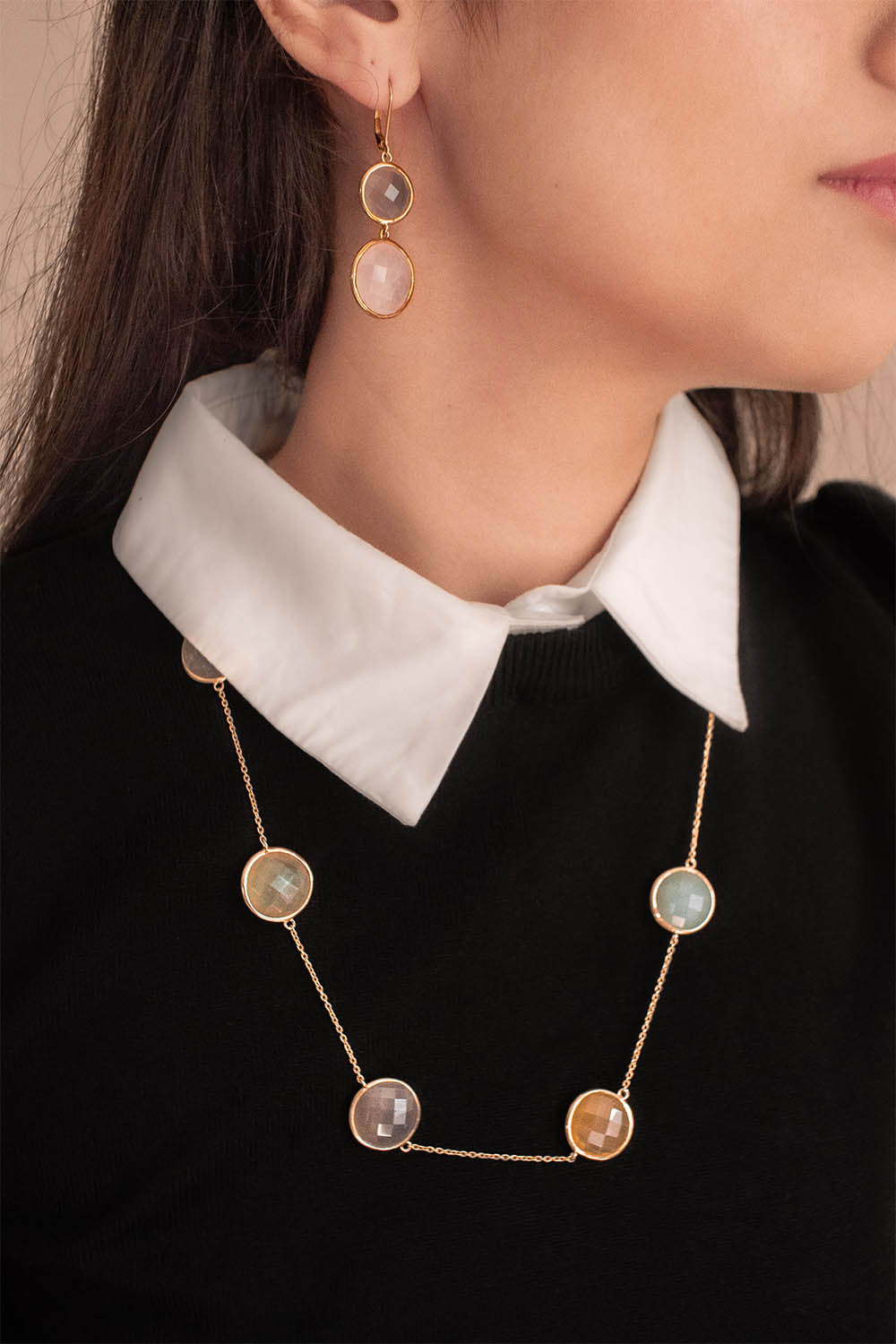 Sivalya Multi Gemstone Necklace and Earrings Set -Vienna