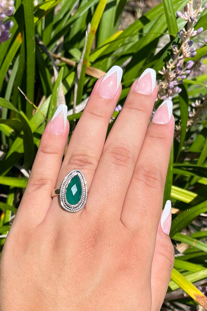 Sivalya Green Onyx Teardrop Ring - Splendor
