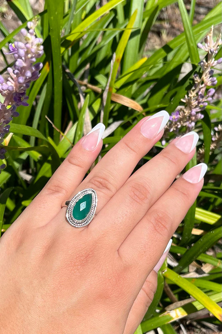 Sivalya Green Onyx Teardrop Ring - Splendor