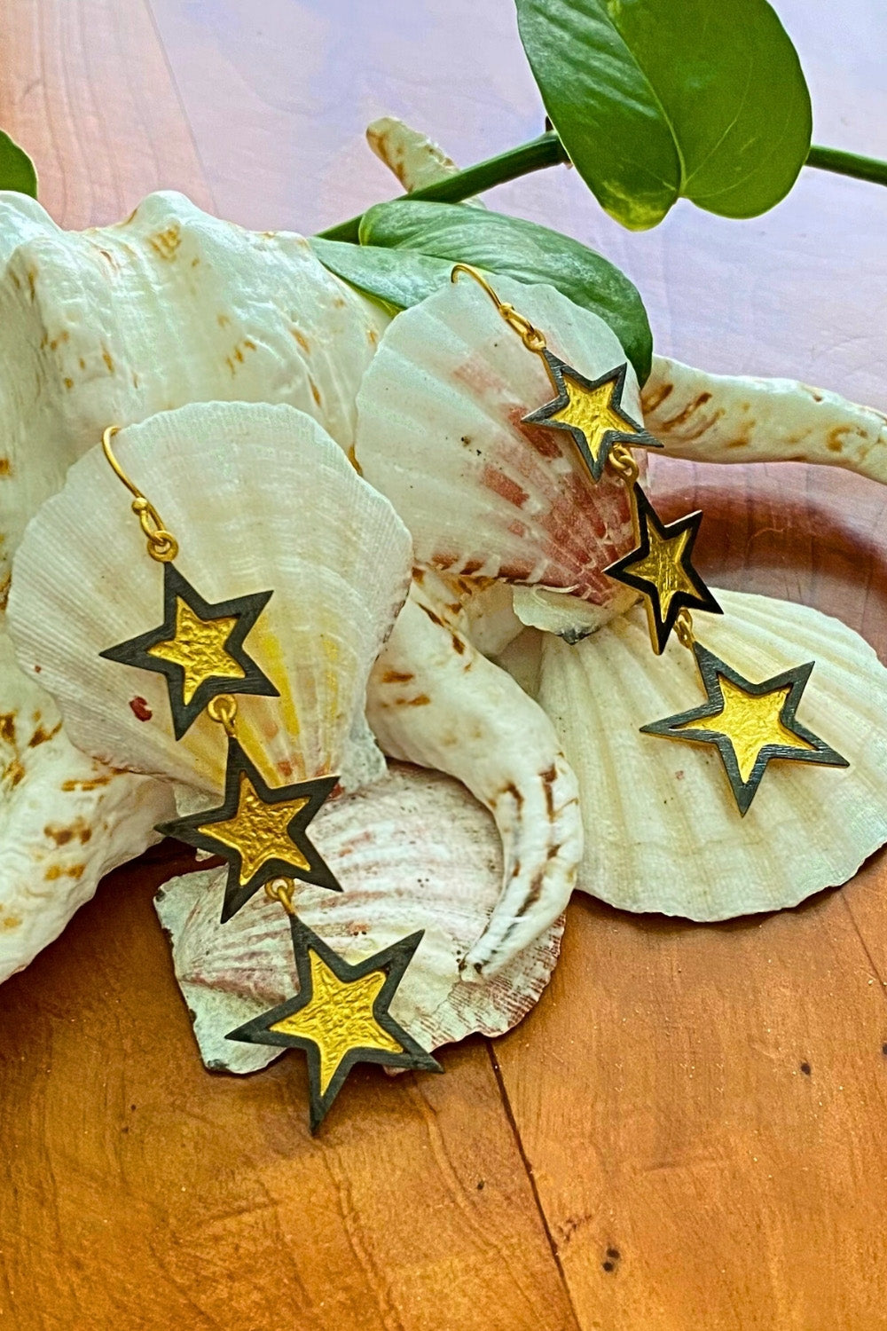 Starry Nights Textured Gold Dangle Drop Earrings | Sivalya