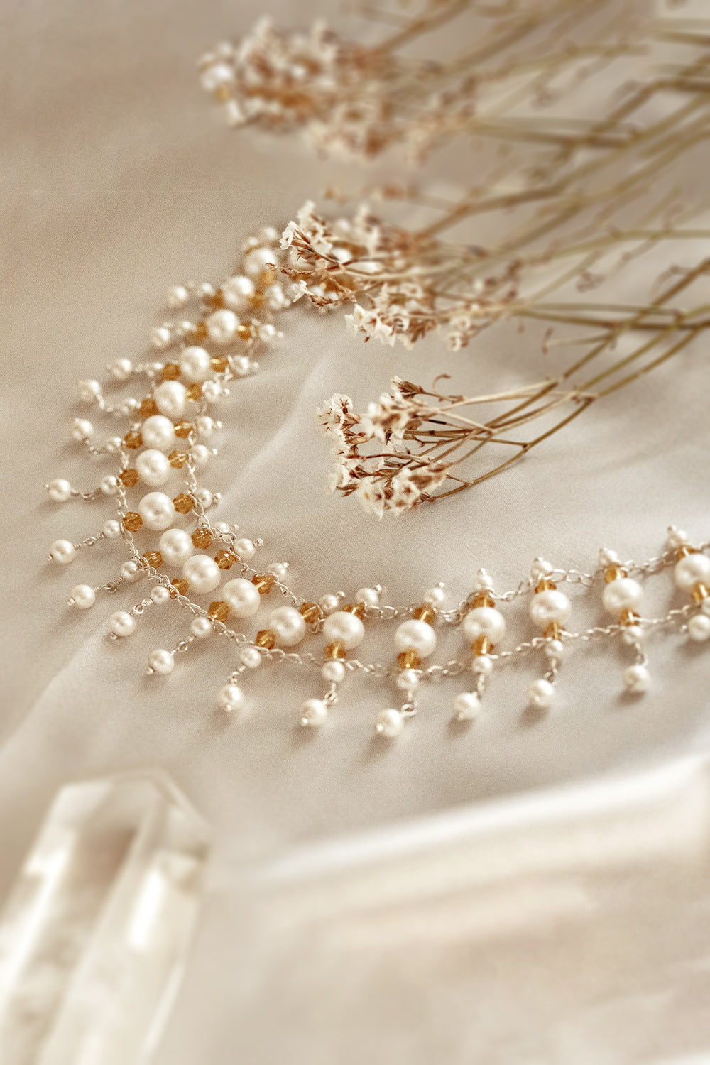 Symphony Pearls with Crystals Choker Necklace Sterling Silver