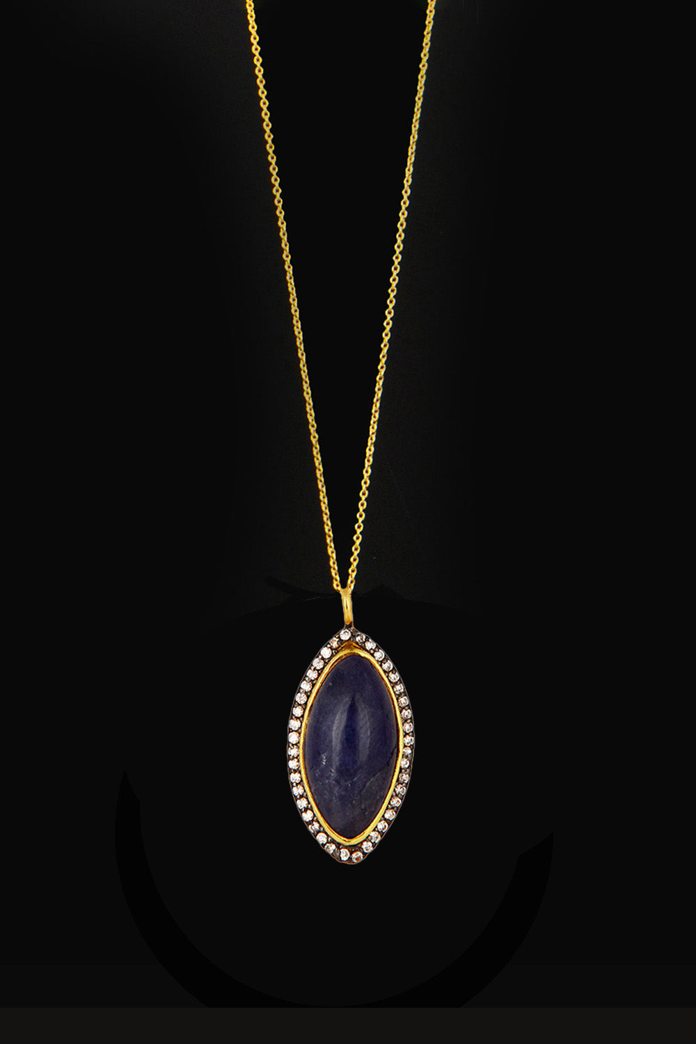 Marquise Tanzanite and Polki Diamonds Pendant Necklace Gold | Sivalya