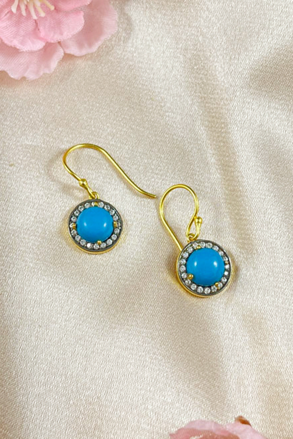 Sivalya Turquoise Gold Vermeil Earrings - Halo