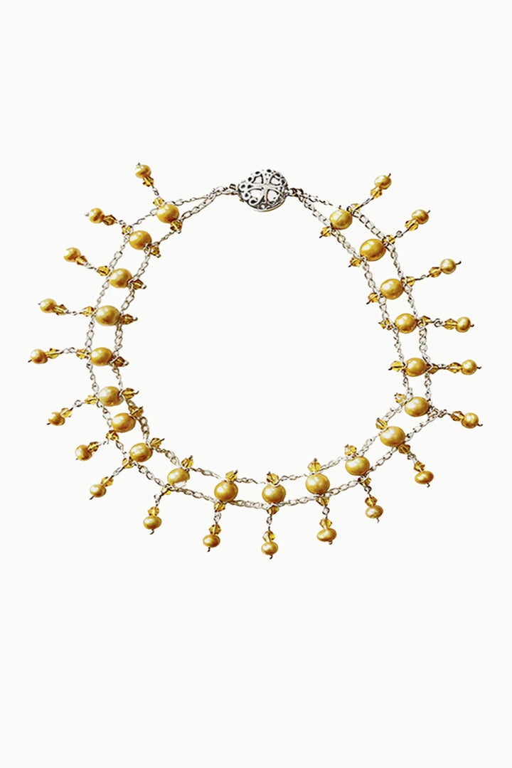 Venice Gold Pearl Choker Necklace Sterling Silver