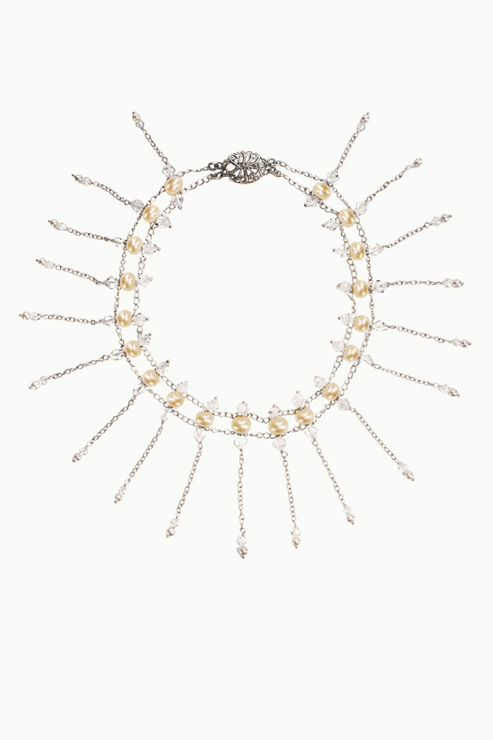 Verona Pearl and Crystals Cascading Choker