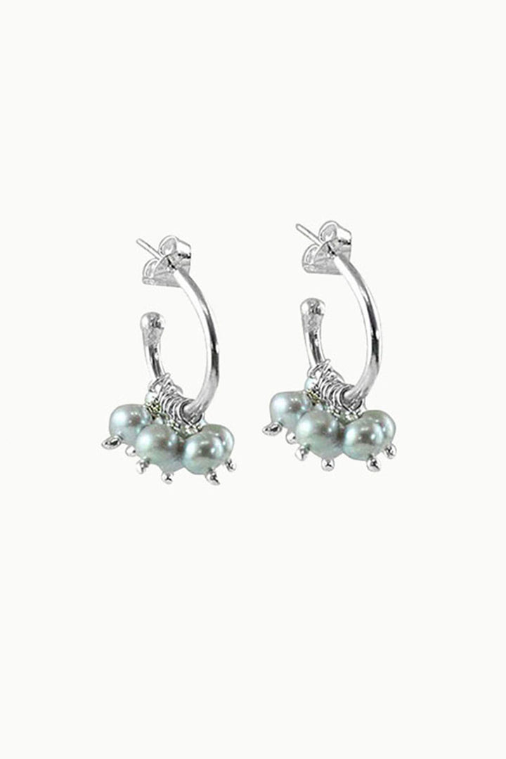 Sivalya Verona Pearls Hoop Earrings Sterling Silver - Dove