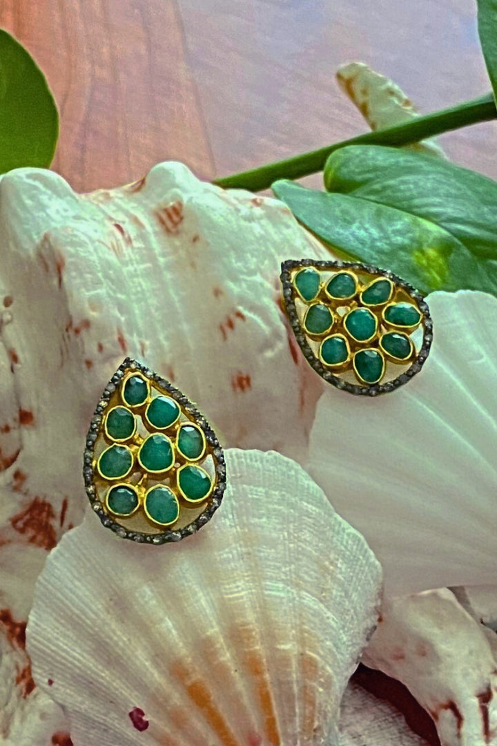 Eternal Spark Emerald and Diamond Stud Earrings | Sivalya