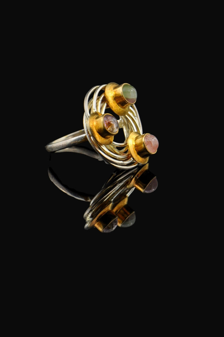 Golden Swirl Watermelon Tourmaline Ring Size 7 Gold Vermeil | Sivalya