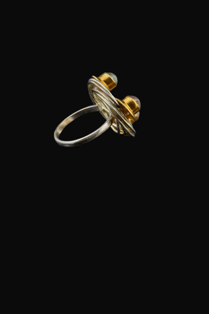 Golden Swirl Watermelon Tourmaline Ring Size 7 Gold Vermeil | Sivalya