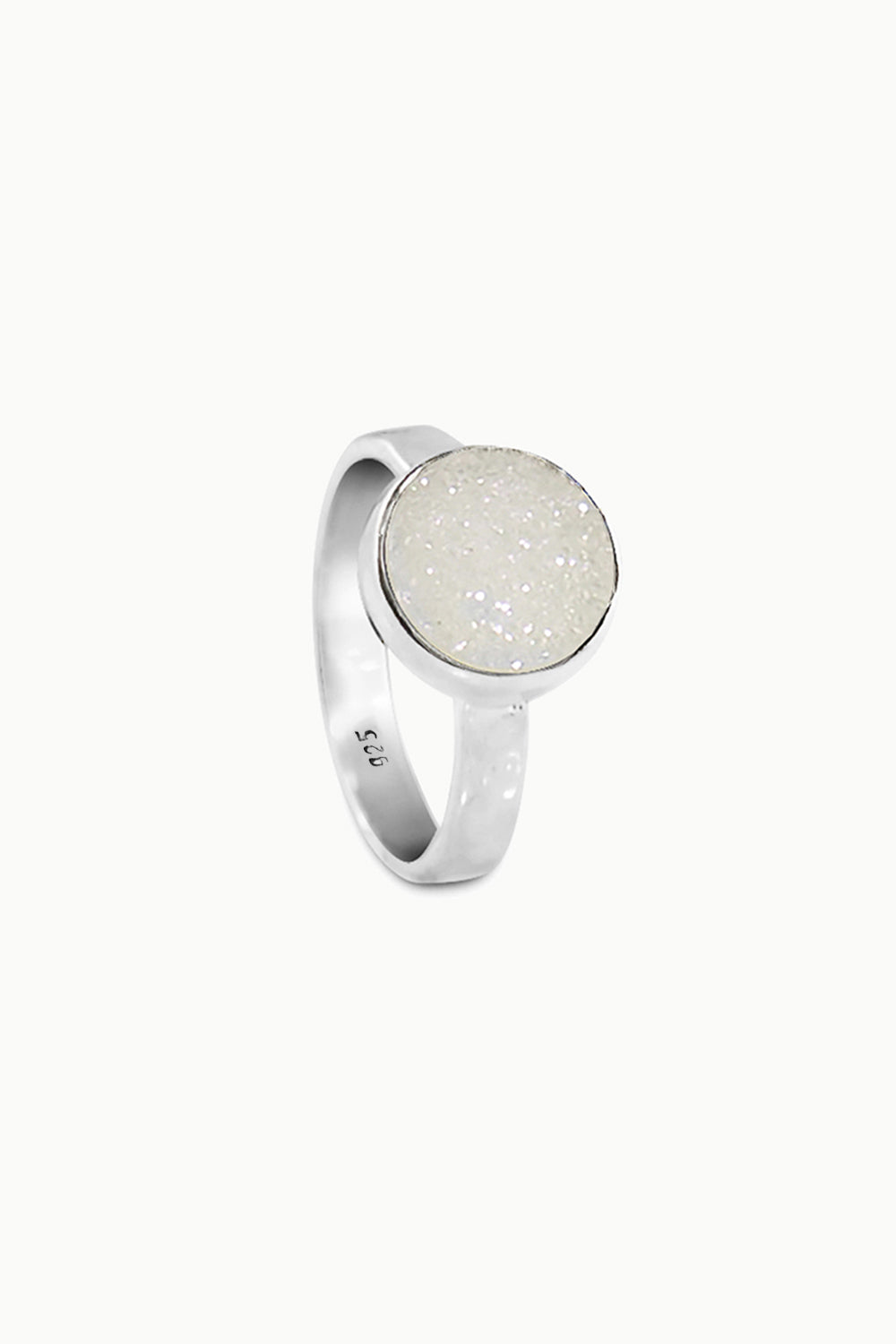 Sivalya White Sparkle Sterling Silver Ring - Druzy