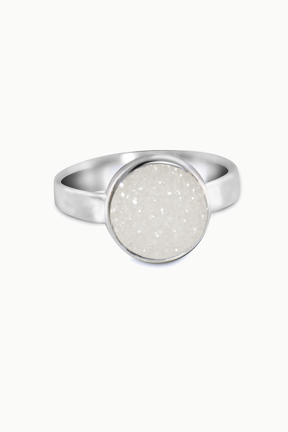 Sivalya White Sparkle Sterling Silver Ring - Druzy