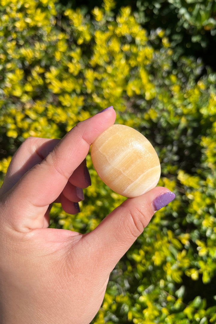 Yellow Aragonite Palm Stone