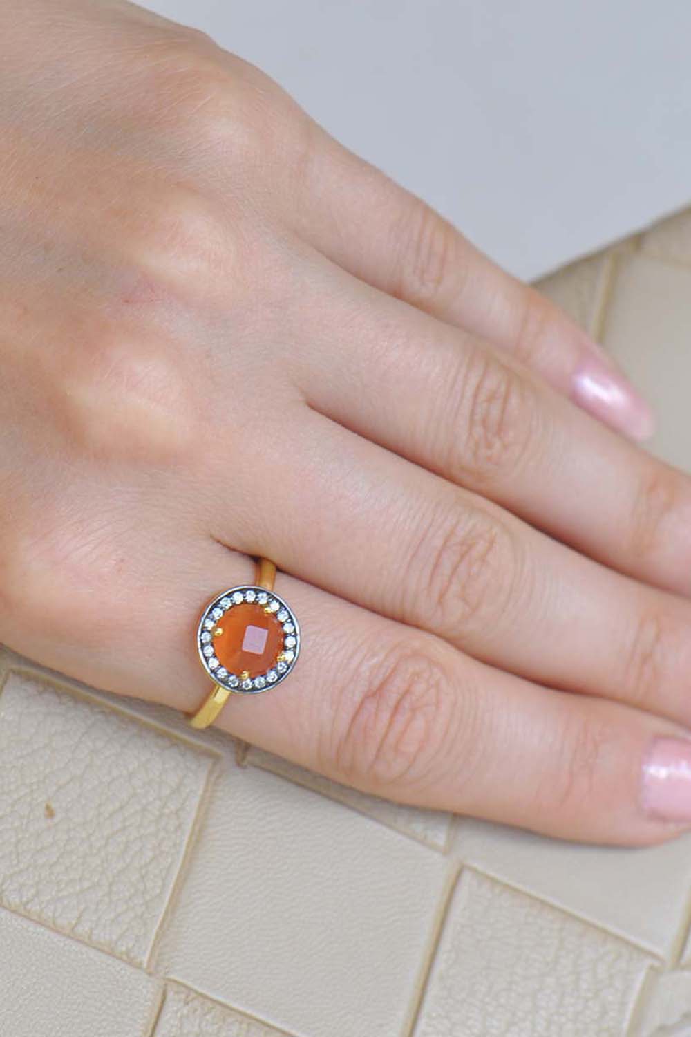 Sivalya Carnelian Gold Vermeil Ring - Halo