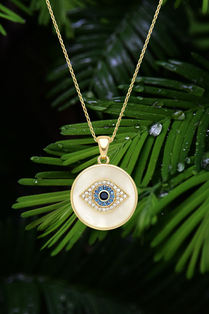 Cosmic Eye Mother of Pearl Pendant Necklace
