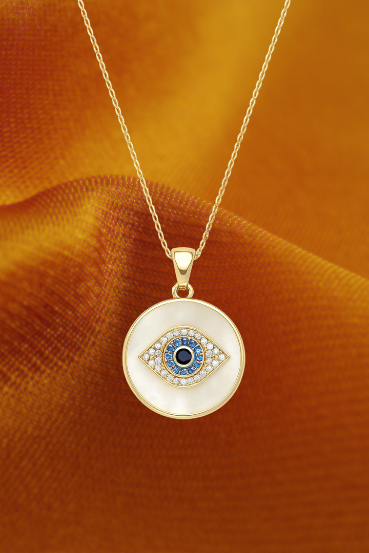 Cosmic Eye Mother of Pearl Pendant Necklace