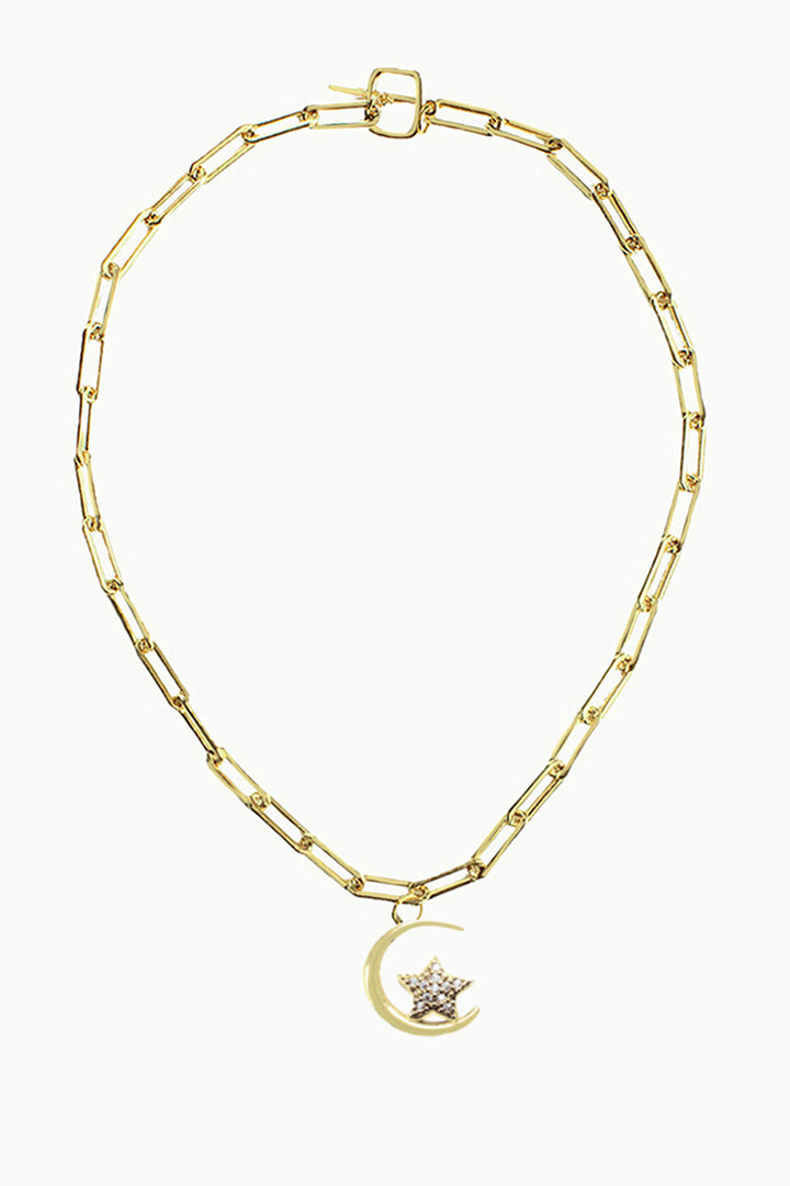 Sivalya Crescent Moon and Star Amulet Necklace