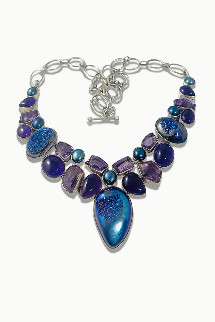 Sivalya Aura Rainbow Druzy Statement Necklace - Multi Gemstone
