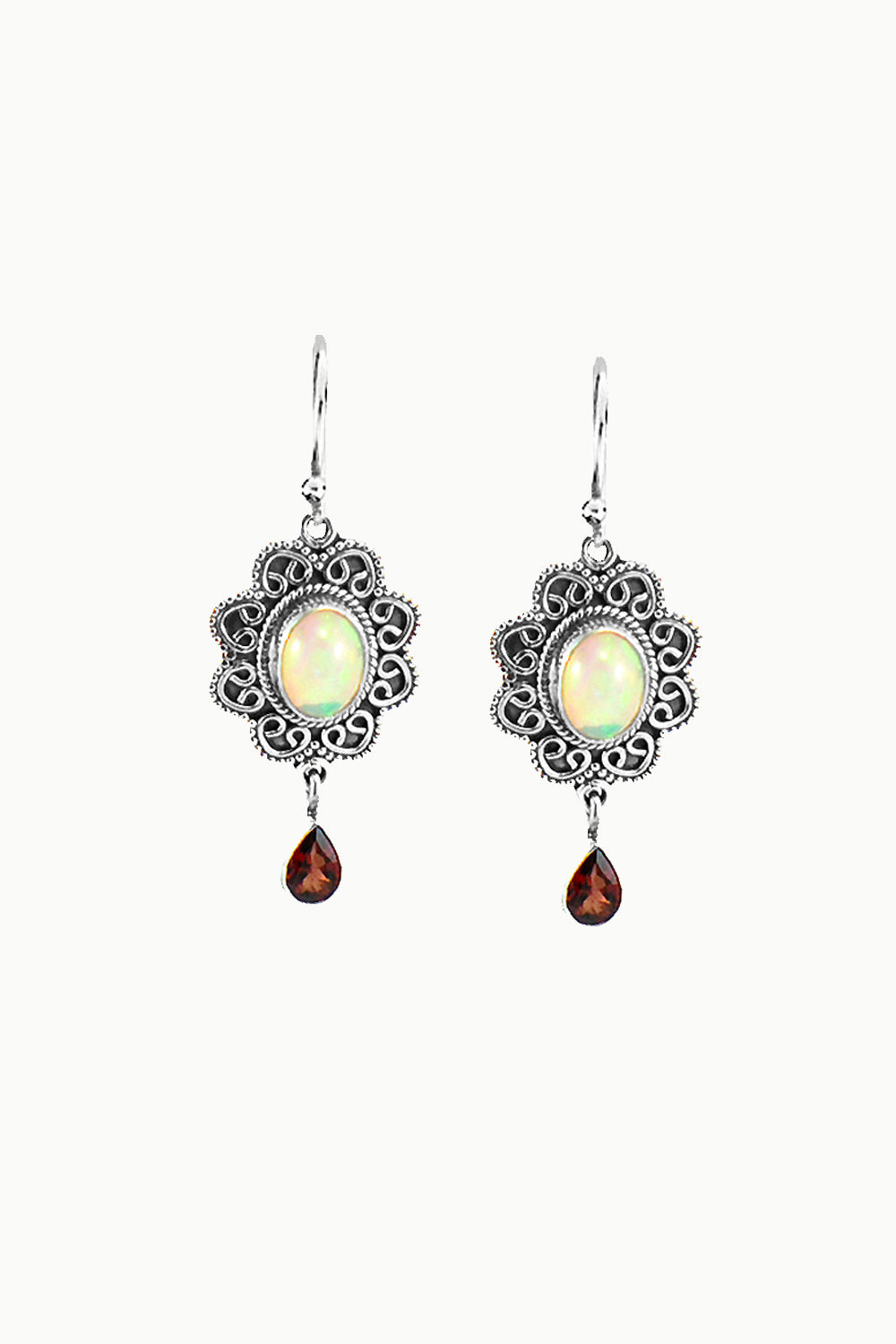 Sivalya Fire Opal and Garnet Sterling Silver Earrings