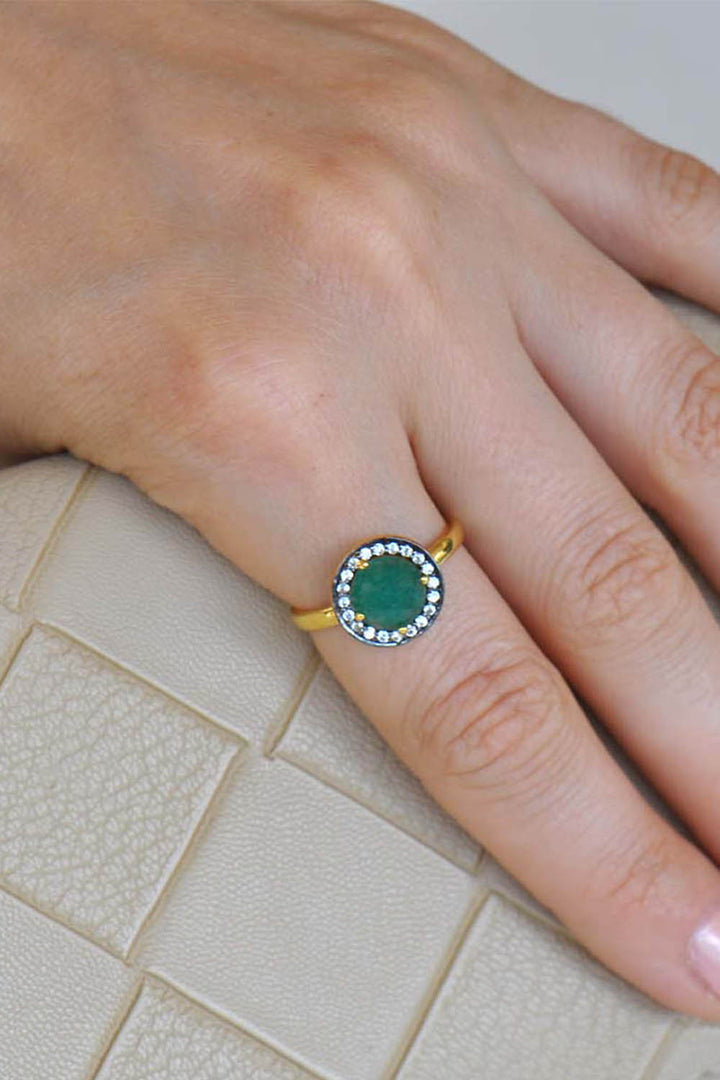 Sivalya Green Onyx Gold Vermeil Ring - Halo