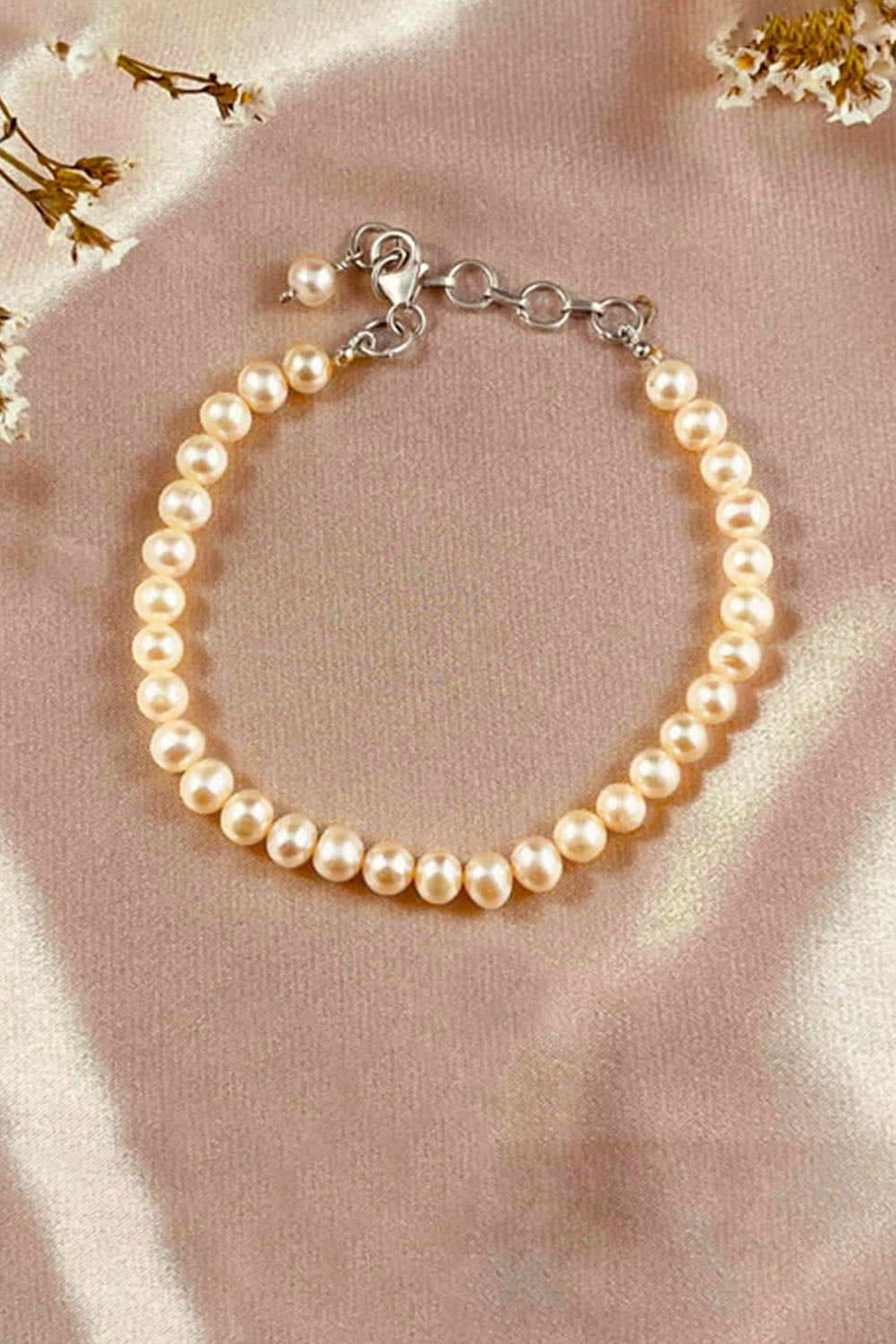 Sivalya Classic Natural Pearls Strand Bracelet in Sterling Silver - Ivory
