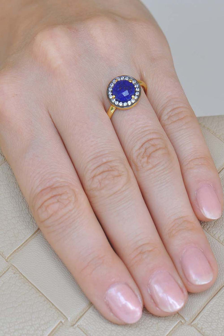 Sivalya Lapis Lazuli Gold Vermeil Ring - Halo