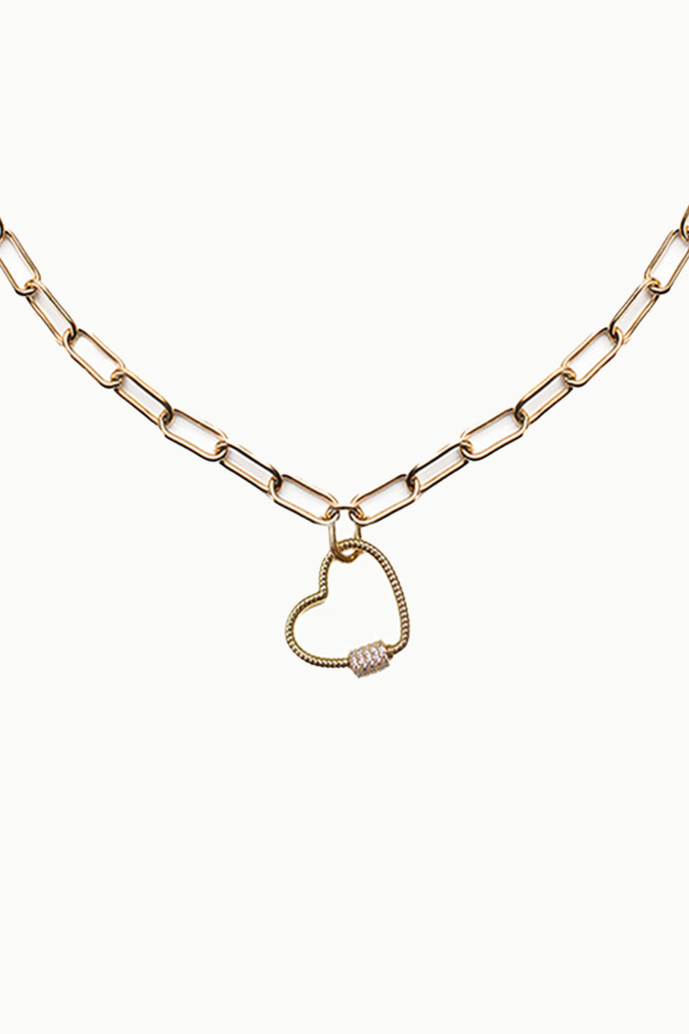 Sivalya Lovelock Heart Locket Paperclip Chain Necklace