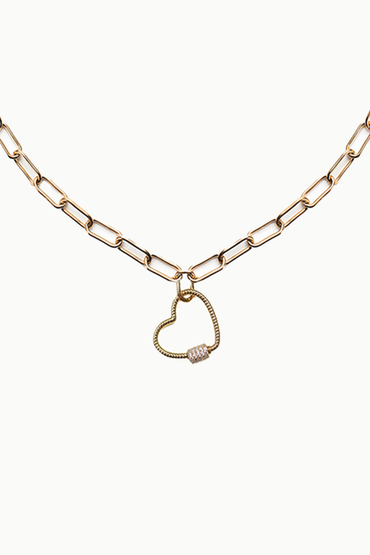 Sivalya Lovelock Heart Locket Paperclip Chain Necklace