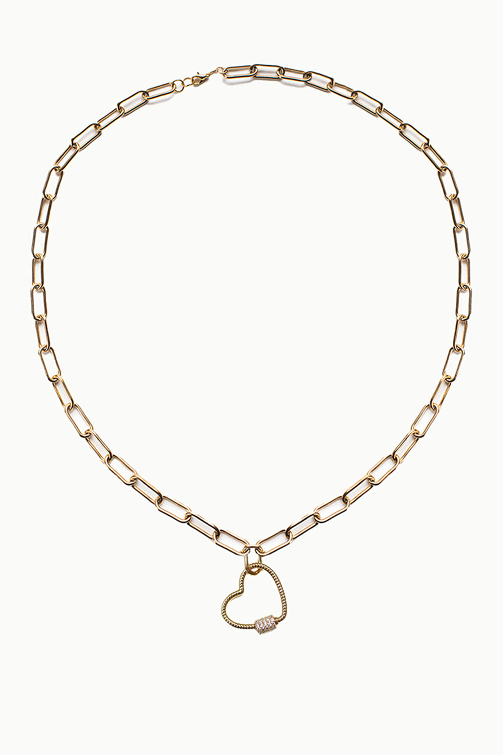 Sivalya Lovelock Heart Locket Paperclip Chain Necklace