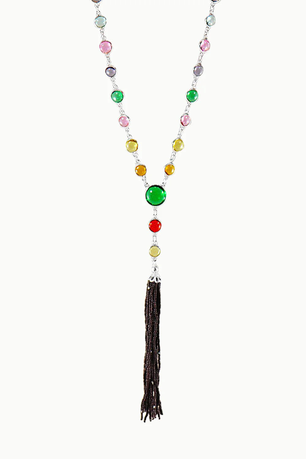 Sivalya Y-drop Multi Quartz Lariat Tassel Necklace