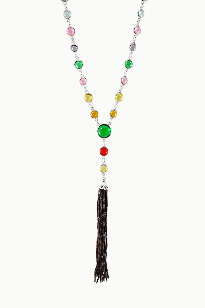 Sivalya Y-drop Multi Quartz Lariat Tassel Necklace